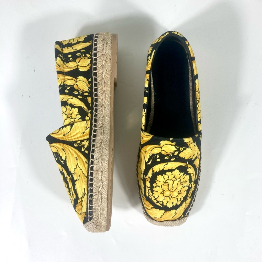 Versace Barocco Print Espadrille 37 EU Nero NEW
